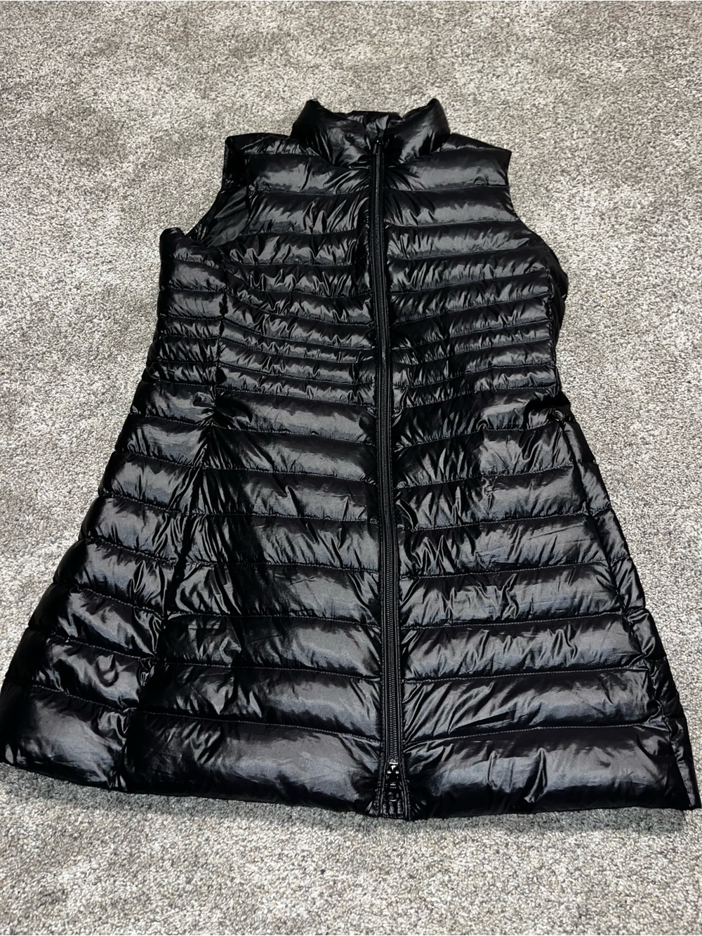 Lands' End Vest Womens Small Black Quilted Long Full Zip Pockets Down Outdoor Eu